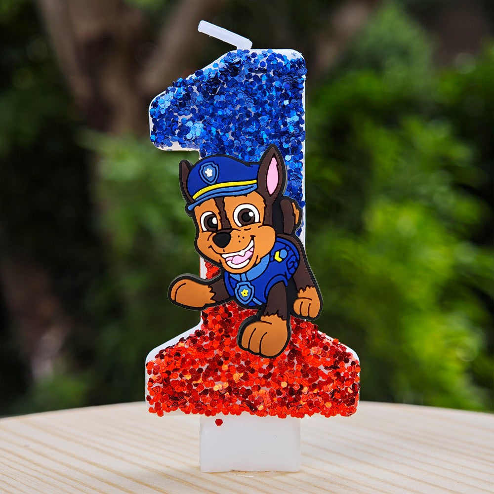 Paw Patrol Candle 0-9 Number Candle Paw Patrol Cartoon Character Party Cake Plug-in Birthday Cake Decoration Baby Shower Gift