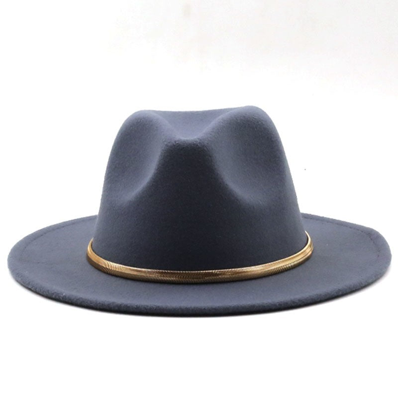 Black/green Wide Brim Simple Church Derby Top Hat Panama Solid Felt Fedoras Hat for Men Women artificial wool Blend Jazz Cap
