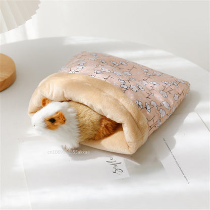 Saco de Dormir para Porquinho da Índia com Estampa de Flor e Papai Noel, de Algodão Macio, Gaiola para Ouriço e Rato, Casa de Descanso para Animais de Estimação, Barraca, Acessórios para Hamster