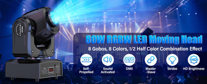 U`King 4Pcs 30W Beam Gobo Moving Head Lights RGBW LED Stage Lights DMX512 Spotlights For DJ Disco Wedding Party Stage Lighting