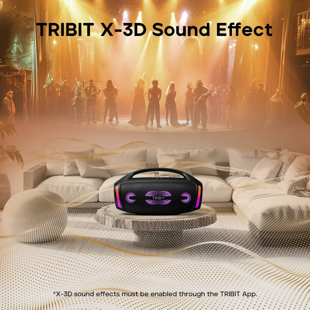 Caixa de Som Bluetooth TRIBIT StormBox Blast 2, Potência de 200W com Subwoofer, Alto-falante de Festa Externo IP67, 30 Horas de Reprodução, LED, Entrada para Microfone