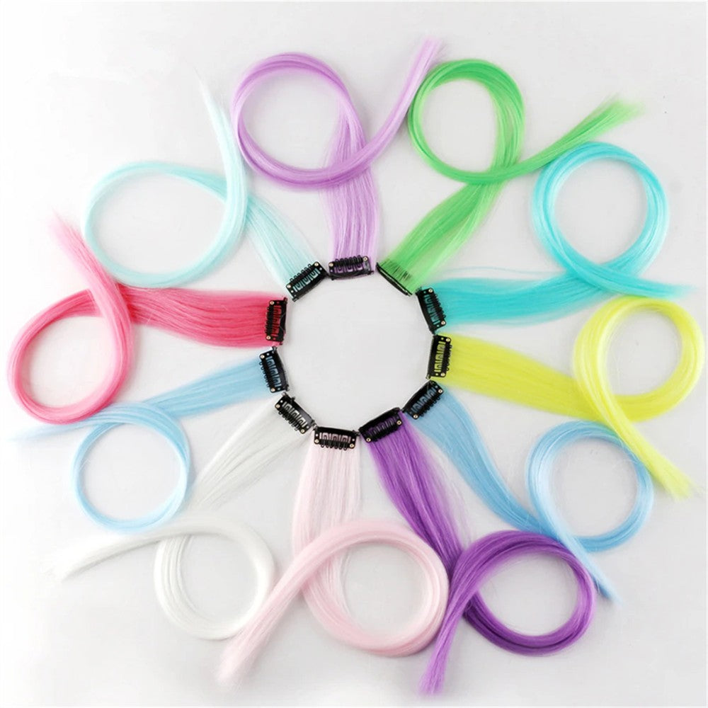 Extensões de Cabelo Presilha Luminosas Neon, 9 peças, para Festas, Festivais, Natal, que Brilham no Escuro, Acessórios de Cabelo Sintéticos para Mulheres