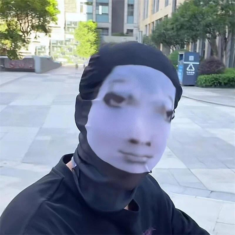 Fashion Mask for 2026 Halloween Cosplay Headwear Hip Hop Hood Hat Headgear 3D Celebrity Face Mask Elastic Mesh