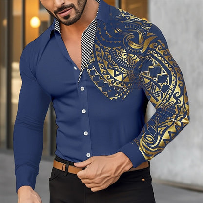 Men's Shirt Buttoned Hawaiian Shirt Long Sleeve Shirt Lapel Men's Clothing Soft Comfortable Shirt Fashion Button Design