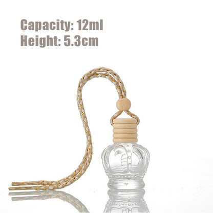 5PCS 8-12ml Empty Clear Glass Car Perfume Bottle Auto Air Freshener Car Decoration Pendant Essential Oil Diffuser Container