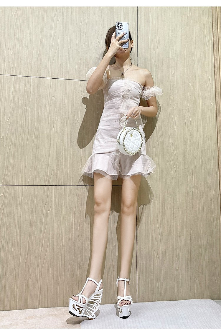 2022 New High Heels Women Pumps Thick Platform Buckle Strap Nightclub Shoes Catwalk Model Show 14.5CM Hollow Out Wedge Sandals