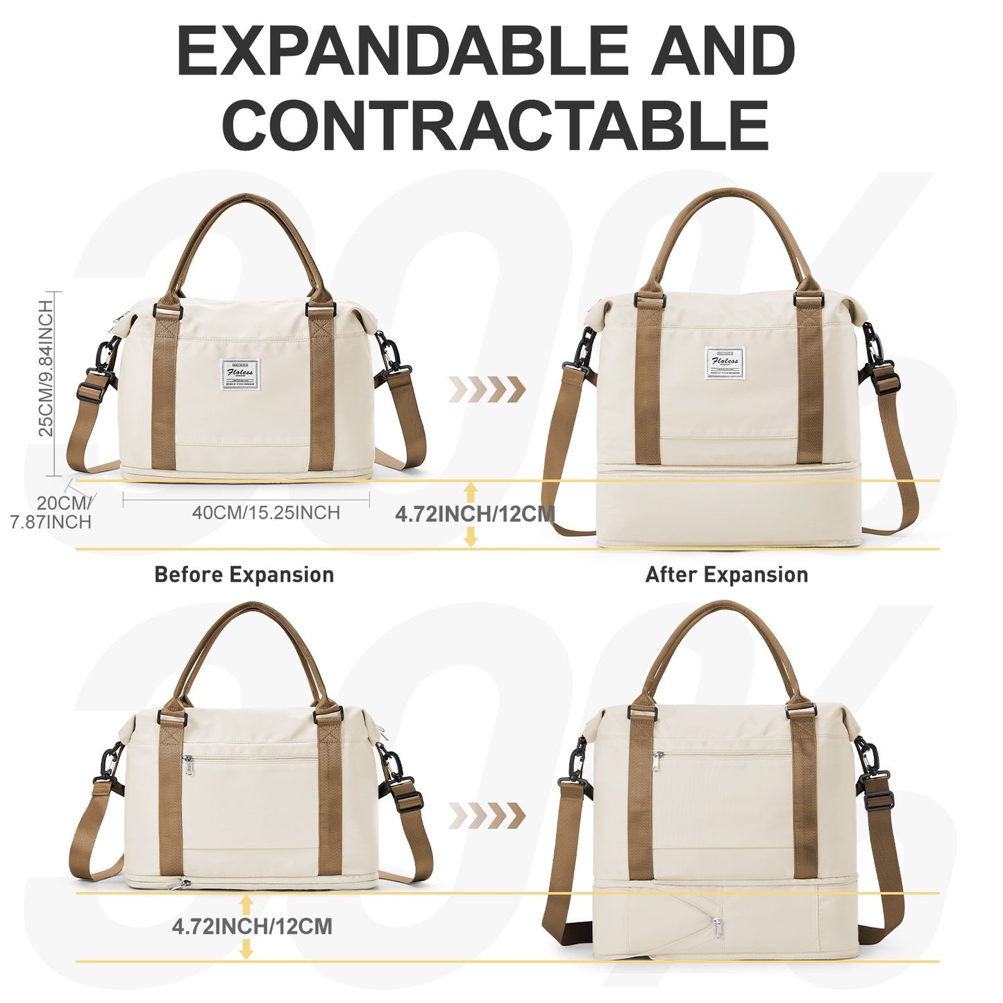 Travel Bags for Women Men, Expandable Handbag Travel Duffle Bag for Plane Ryanair 40x20x25 Cabin Weekend Bag Gym Bag Sports Bag