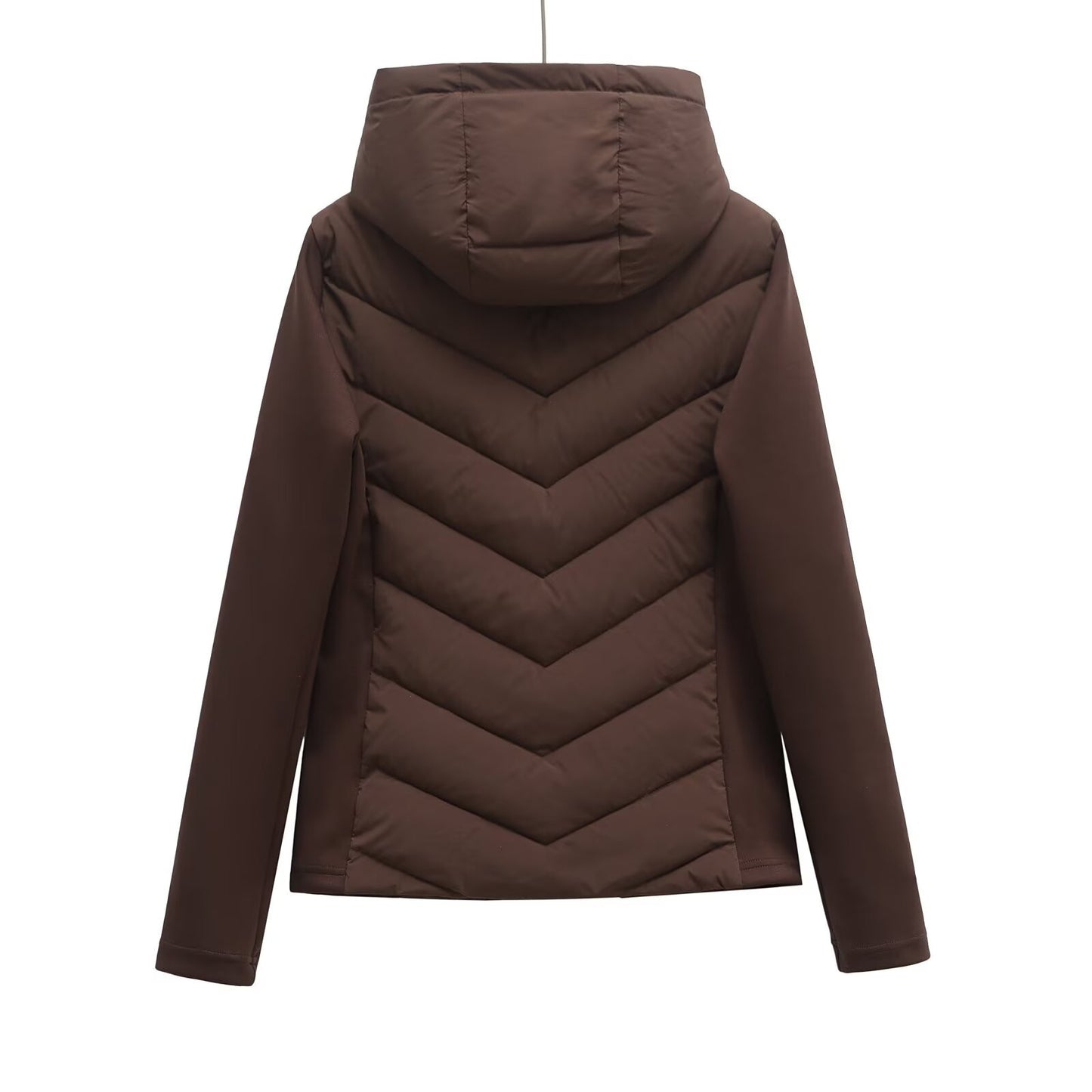 BSK&TRAF autumn and winter new women's hooded air cotton long-sleeved slim stitching light quilted down cotton jacket for women