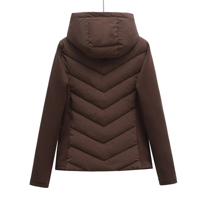 BSK&TRAF autumn and winter new women's hooded air cotton long-sleeved slim stitching light quilted down cotton jacket for women