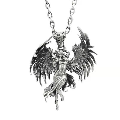 Colar Pingente Menina Bonita Anime Mecha Banhado a Prata Joia da Moda Hip-Hop Rock Punk Presente para Homens e Mulheres