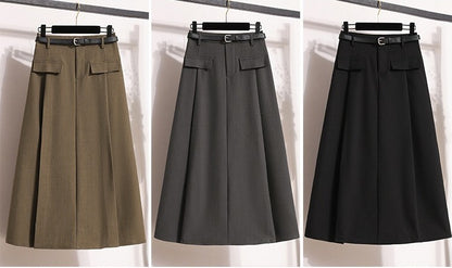 Women's Solid Simplicity Casual Chic Skirt Plus Size Suit Skirts Autumn Winter Fashion New A-line Temperament Large Size Skirt