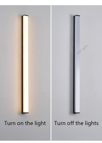 Modern Waterproof Outdoor Long Strip LED Wall Light IP65 Wrought Iron Wall Light Garden Porch Wall Light 110V 220V Lighting