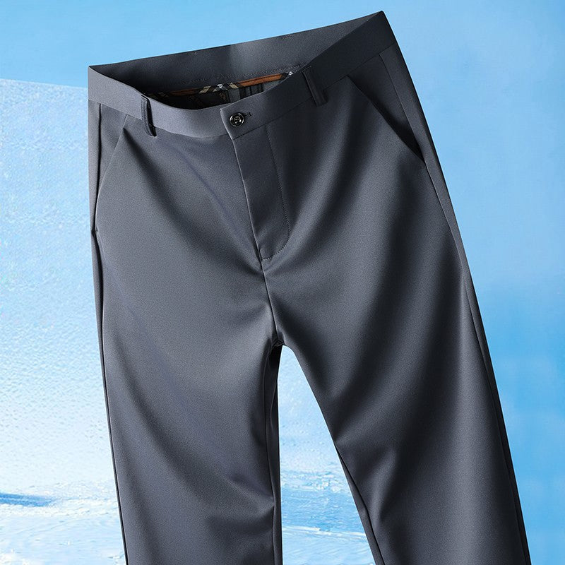29-42 Men's Summer Pants Thin Straight Stretch Casual Pants with No Trace No Ironing Fabric Silky and Cool Feeling
