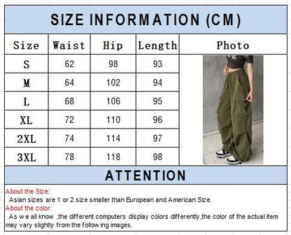 Casual Joggers Cargo Pants Women Solid Low Waist Pants Drawstring Wide Leg Baggy Trousers Y2k Streetwear Oversize Sweatpants