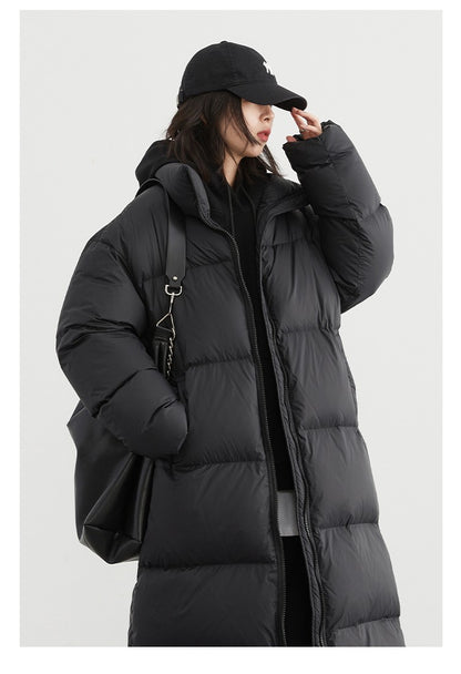 CHIC VEN Women Down Coats New Long Thick Warm Down Jackets Overcoat White Duck Down Loose Casual Jacket Autumn Winter 2023