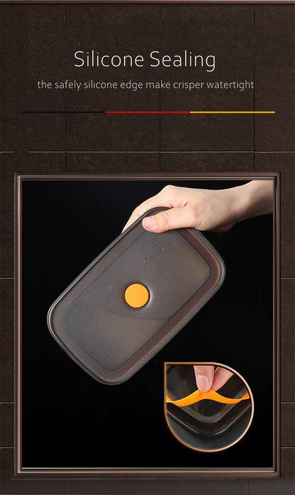 Luxury LFGB Certificated 304 Stainless Steel Crisper Silicone Sealing Edge Vacuum Container Air Exhaust Fresh-Keeping Food Box