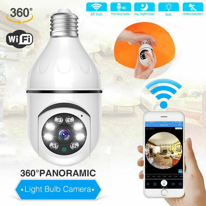 Wireless Bulb Camera Wifi E27 Bulb Camera 360 degree WiFi Security Camera Full-color High-definition Night Vision