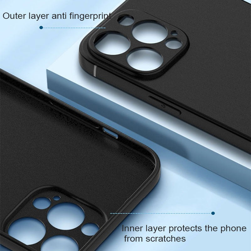 Capa de Telefone Preta de Luxo para iPhone 16 15 14 11 12 13 Pro Max 7 8 Plus 13 Mini 16E SE 2022 Xr X Xs Capa Traseira Fosca Macia