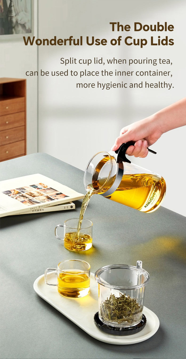 KAMJOVE Tea Pot for Infusions One-touch Tea Filtering Heat-resistant Glass Tea Cup 200/300/500/1000/1200ML Tea Brewing Kettle