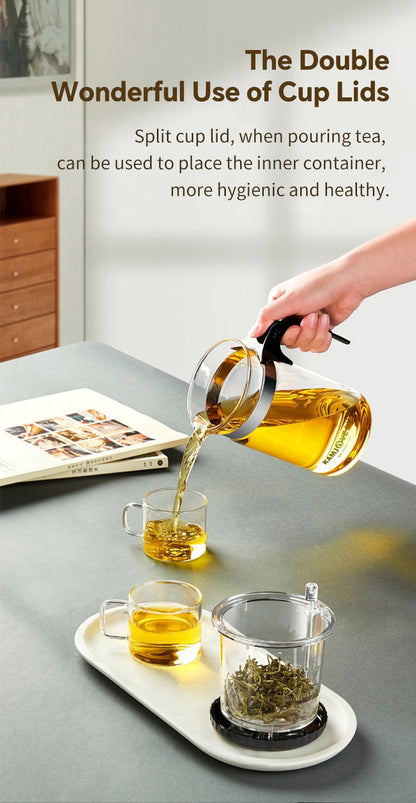 KAMJOVE Tea Pot for Infusions One-touch Tea Filtering Heat-resistant Glass Tea Cup 200/300/500/1000/1200ML Tea Brewing Kettle