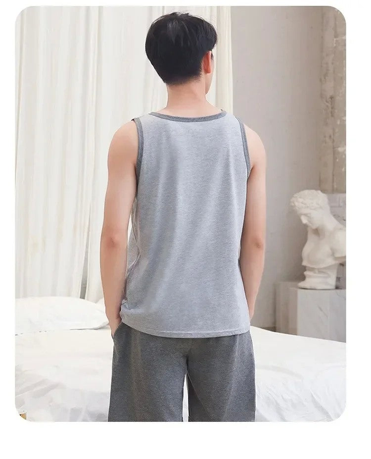Summer Men Pajamas Summer Short-Sleeved Shorts Nightwear Homewear Cool Feeling Sports Leisure Thin Section Loose Suit Sleepwear