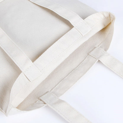 Large Capacity Canvas Shopping Bags Folding Eco-Friendly Cotton Tote Bags Reusable DIY Shoulder Bag Grocery Handbag Beige White