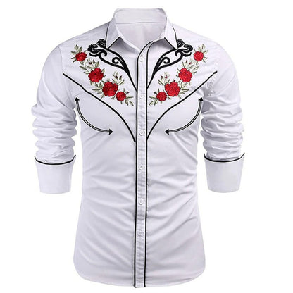Top Men's Shirt Western Tribal Ethnic Style Designer Design Rose High Quality Luxury Men Sports Leisure Outdoor Party 2023 New