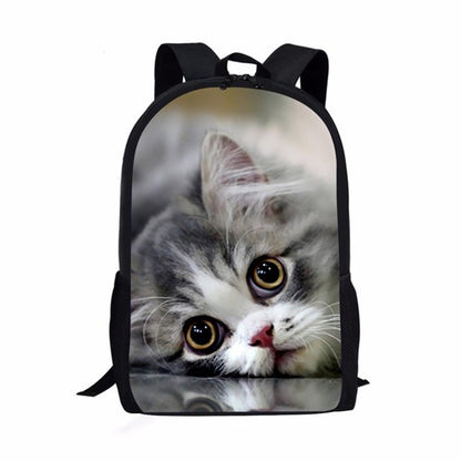 Mochilas de cadernos populares de gato da moda Mochilas escolares para alunos Mochilas para laptop de meninos/meninas à prova d'água de Oxford com estampa 3D