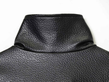 2025 autumn new women's casual fashion simple long sleeved faux leather long sleeved stand up collar leather jacket