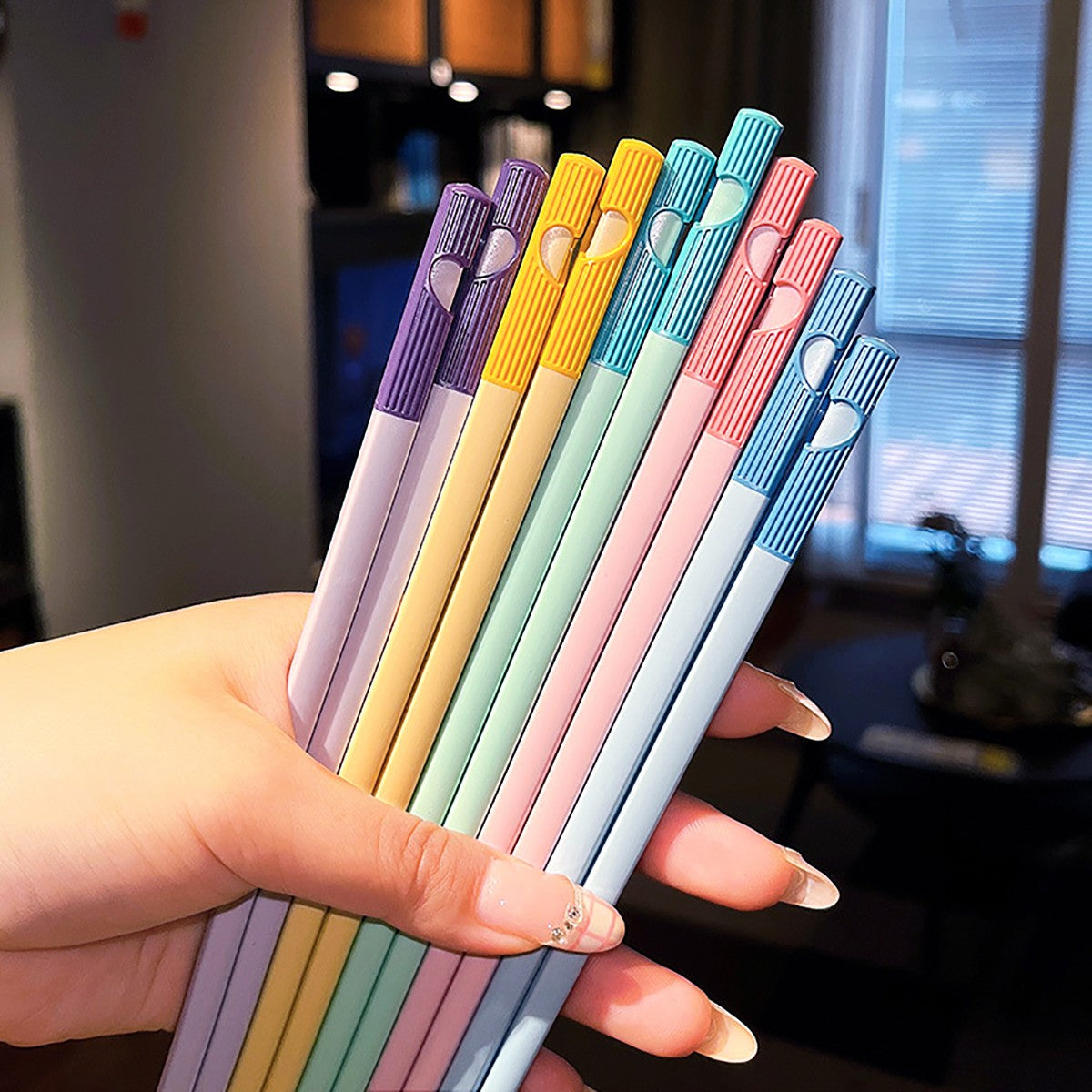 Novos Hashis Coreanos para Sushi 5 Pares Hashis de Amor Reutilizáveis de Liga Antiderrapantes para Dividir Refeições Hashis Utensílios de Cozinha para Jantar em Festas