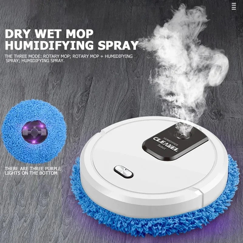 2026 Novo Robô Aspirador e Passador de Pano Inteligente Doméstico Recarregável Seco e Molhado com Spray Umidificador