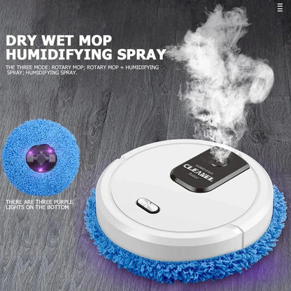 2026 Novo Robô Aspirador e Passador de Pano Inteligente Doméstico Recarregável Seco e Molhado com Spray Umidificador