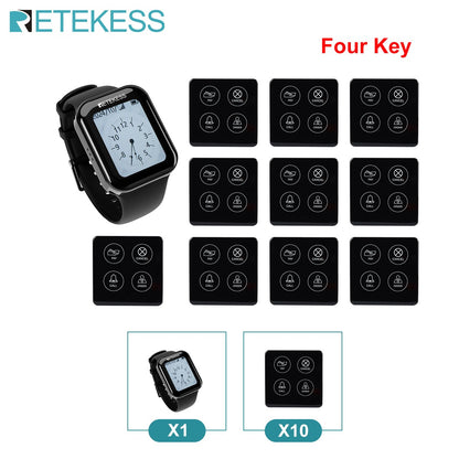 Retekess wireless calling system restaurant pagers TD113 waterproof touch watch TD033 waiter call buttons for cafe bar hookah