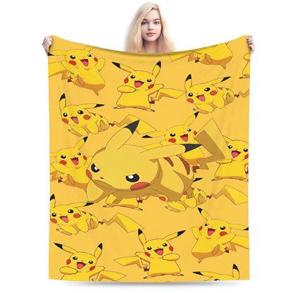 Cobertor de Flanela com Cena Clássica de Pokémon para Cama Super Quente, Mantas para Sofá, Cadeira, Piquenique, Colcha Engraçada, Capa para Sofá-Cama