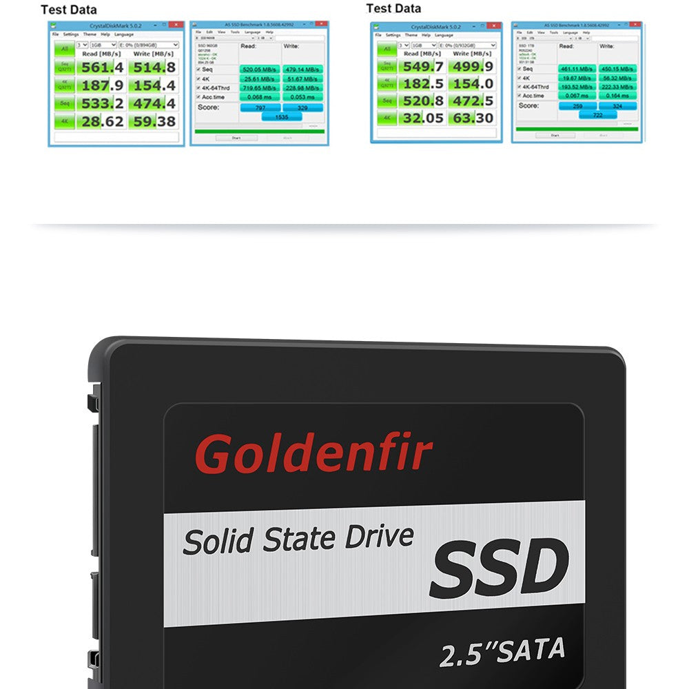 SSD 120GB 180GB Goldenfir Unidade de Estado Sólido Interna 240GB 480GB 500GB 960GB SATA3 6GB/S Disco Rígido SATA2
