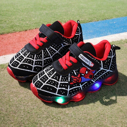 2025 New Boys Breathable Lighted Sneakers Spiiderman Children's  Luminous Shoes Student Teenager Sport Shoes Kids Casual Shoes