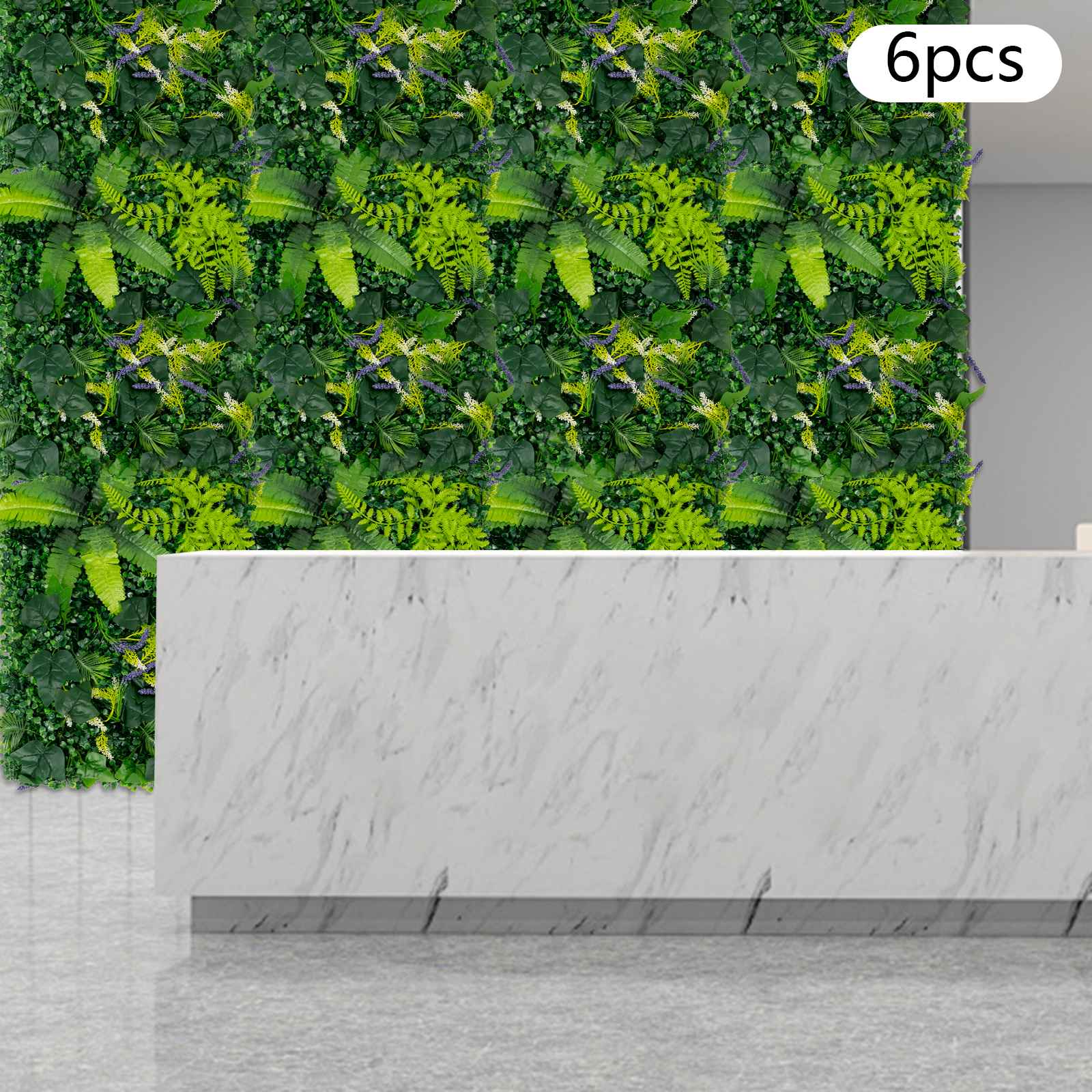6 Pack Artificial Greenery Wall 60x40cm Faux Plant Panel for Garden Balcony Porch Wedding Party Indoor Outdoor Decoration