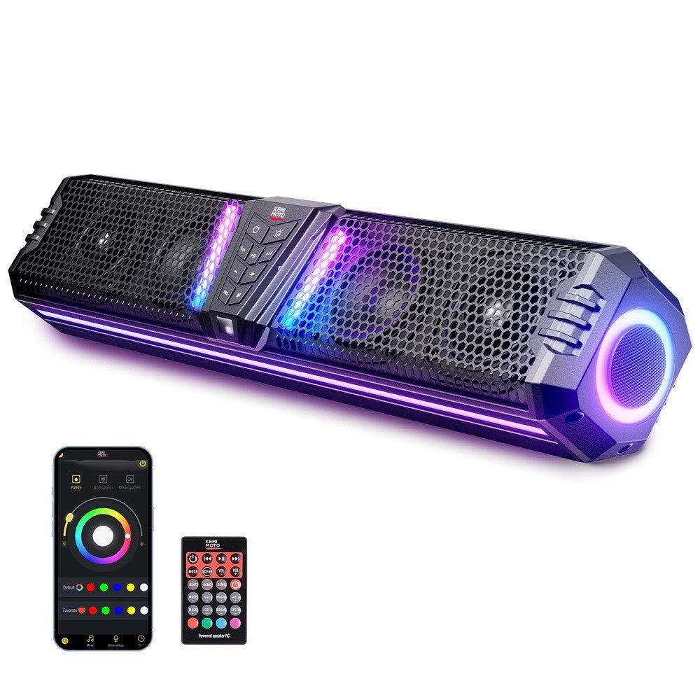 KEMiMOTO Midnight 80 Sound Bar IP66 Waterproof with RGB APP Remote Control Soundbar For Golf Cart UTV ATV fits 1"-2" Roll Bars