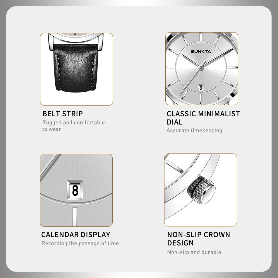 LIGE Sunkta Man Watch Fashion Luxury Waterproof Ultra Thin Date Casual Clock Leather Classic Quartz Watches for Men Reloj Hombre