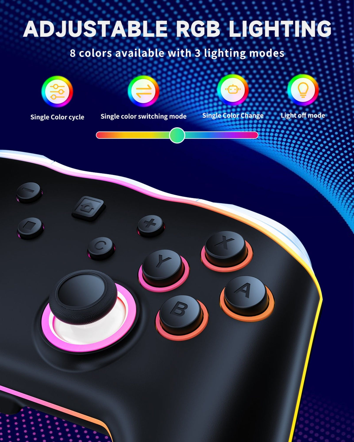 For Nintendo Switch 1 2 Joycon Controller Wireless RGB 9Axis Joypad,Gamepad Dual Shock Turbo/Marco Programable Game Pad Joystick