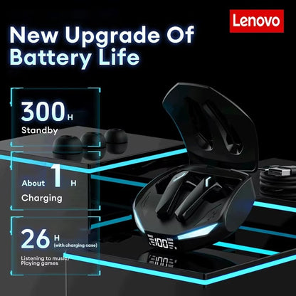 Fones de Ouvido Bluetooth V5.4 Lenovo XT53 Originais com Display LED de Energia Fone de Ouvido para Jogos Impermeável Anti-suor Fone de Ouvido Sem Fio Atualizado