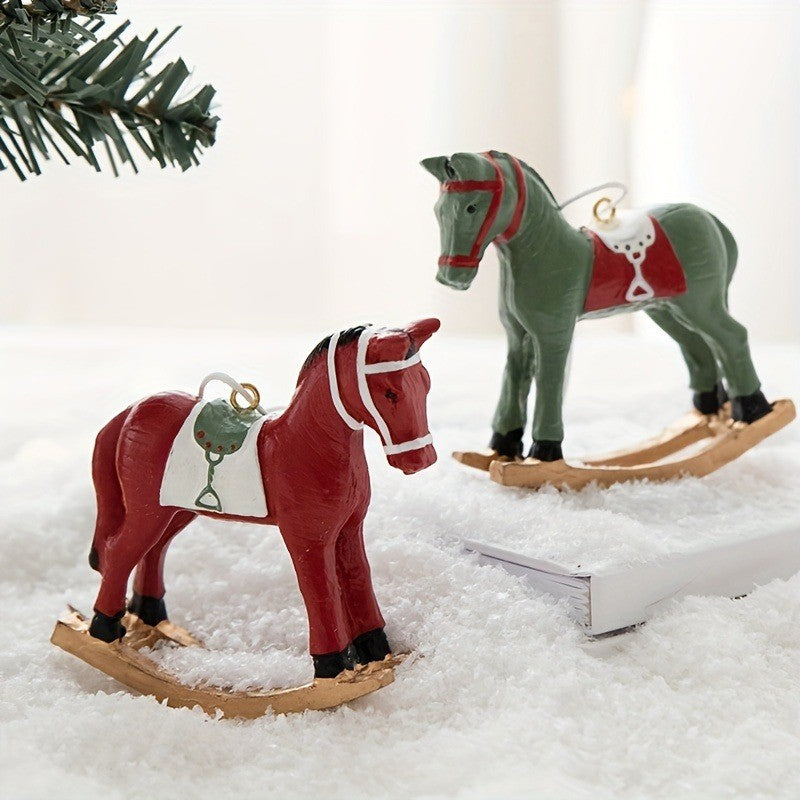 1PC Christmas Rocking Horse Ornament for Christmas Tree Festive Atmosphere Enhancer Country Christmas Decorations