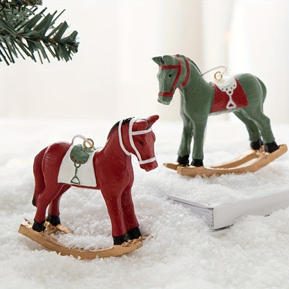 1PC Christmas Rocking Horse Ornament for Christmas Tree Festive Atmosphere Enhancer Country Christmas Decorations