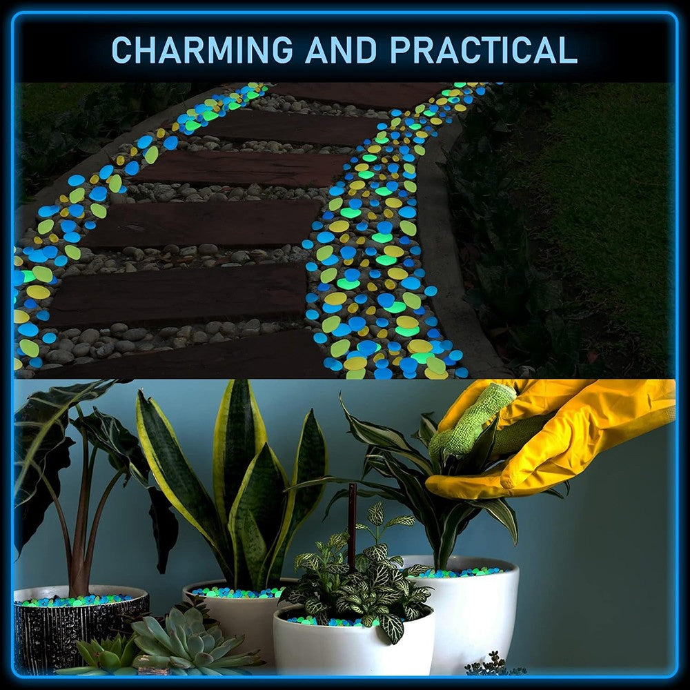 50/200 PEÇAS Pedras Que Brilham No Escuro Seixos Luminosos Para Decoração De Jardim Quintal Interior E Exterior