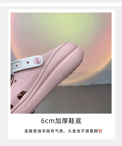 Fashion Diy Clogs Sandals Women 2024 Summer Chunky Platform Slippers Woman Thick Bottom Closed Toe Beach Slippers Mujer