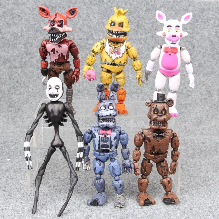 6pçs/conjunto Five Nights at Freddy's Bonecos de Montar de Alta Qualidade 10cm