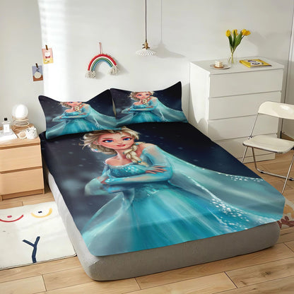 Frozen Fitted Sheet Children 100% Polyester Coverage Sheets Cartoon Cover Elastic Cute Digital Printing Bedding Teenager