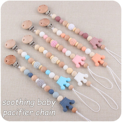 Baby Soother Nipple Clip Infant Dummy Holder Strap Pacifier Chain Silicone Beads for Baby Chew Toy Teether Teething BPA Free