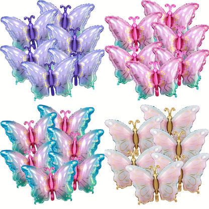 6pcs Colorful Butterfly Foil Balloons Butterfly Themed  Balloons Girls Birthday Party Wedding Baby Shower Decoration Gifts
