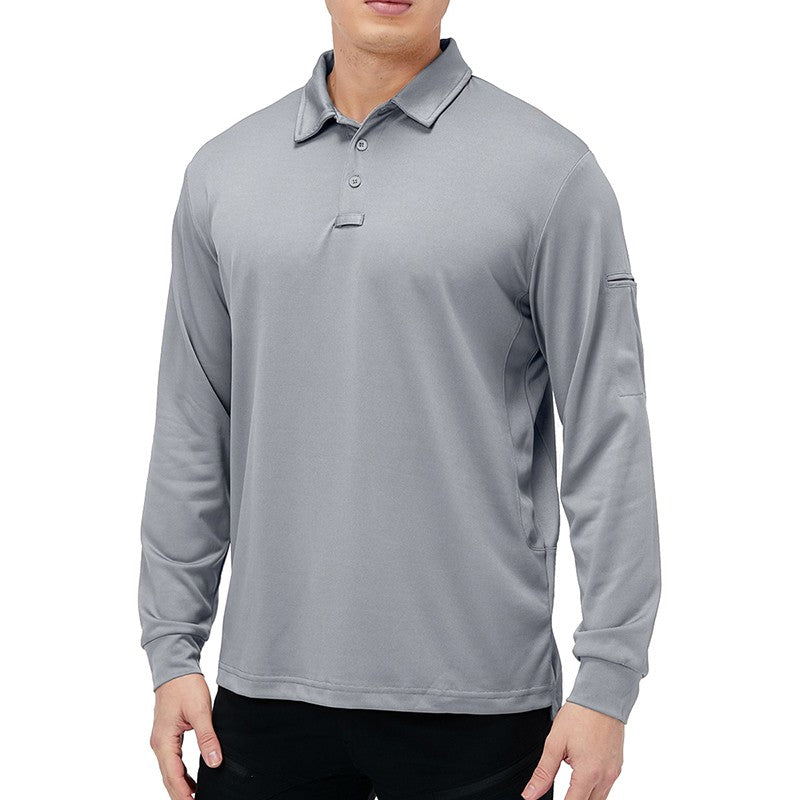 Men's Lightweight Long Sleeve Polo Shirt Performance Tactical Casual Outdoor Hiking Collared Shirts Pique Jersey Golf Shirt
